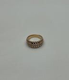 Unique Shape Diamond Channel Set 14K Yellow Gold Cocktail Grooved Dome Band Ring