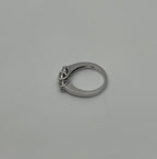 Three Stone Round Shape Brilliant Cut White Diamond White Gold Statement Ring
