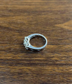 Three Stone Round Shape Brilliant Cut White Diamond White Gold Statement Ring