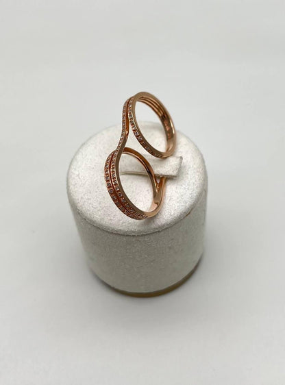 Diamonds Pave Set Double Finger Knuckle 14K Rose Gold Statement Ring