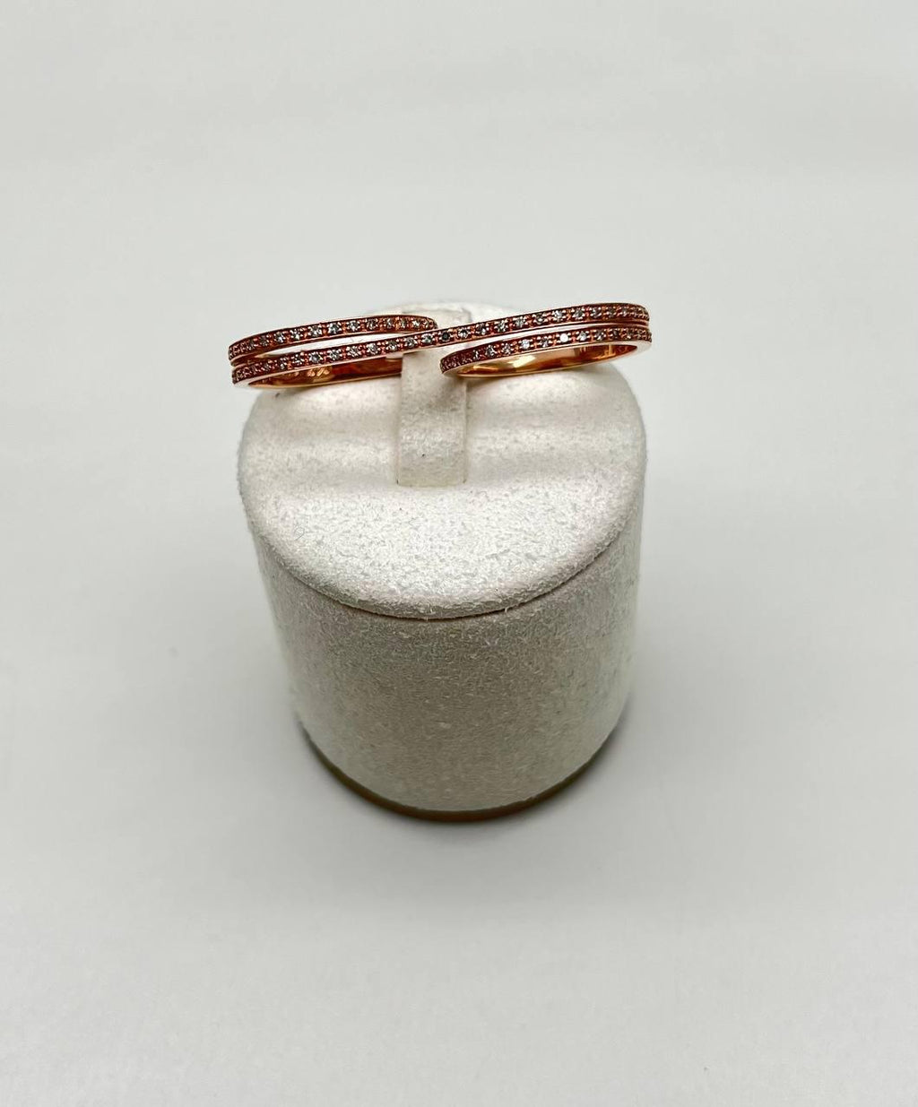 Diamonds Pave Set Double Finger Knuckle 14K Rose Gold Statement Ring