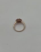 Round White Opal Double Diamond Halo 14K Rose Gold Statement Ring