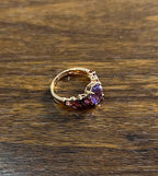 Purple Violet Amethyst & Rhodolite Garnet Diamonds 14K Rose Gold Statement Ring
