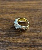 Diamond Pave Set Intertwining Wave Twist 14K Yellow Gold Statement Dome Ring