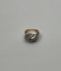 Diamond Pave Set Intertwining Wave Twist 14K Yellow Gold Statement Dome Ring