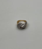 Diamond Pave Set Intertwining Wave Twist 14K Yellow Gold Statement Dome Ring