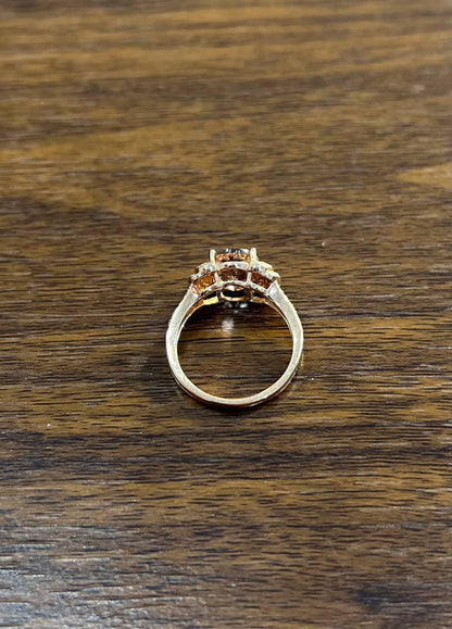 Oval Shape Peach Pink Morganite 14K Rose Gold Statement Diamond Pave Set Ring