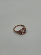 Oval Shape Peach Pink Morganite 14K Rose Gold Statement Diamond Pave Set Ring