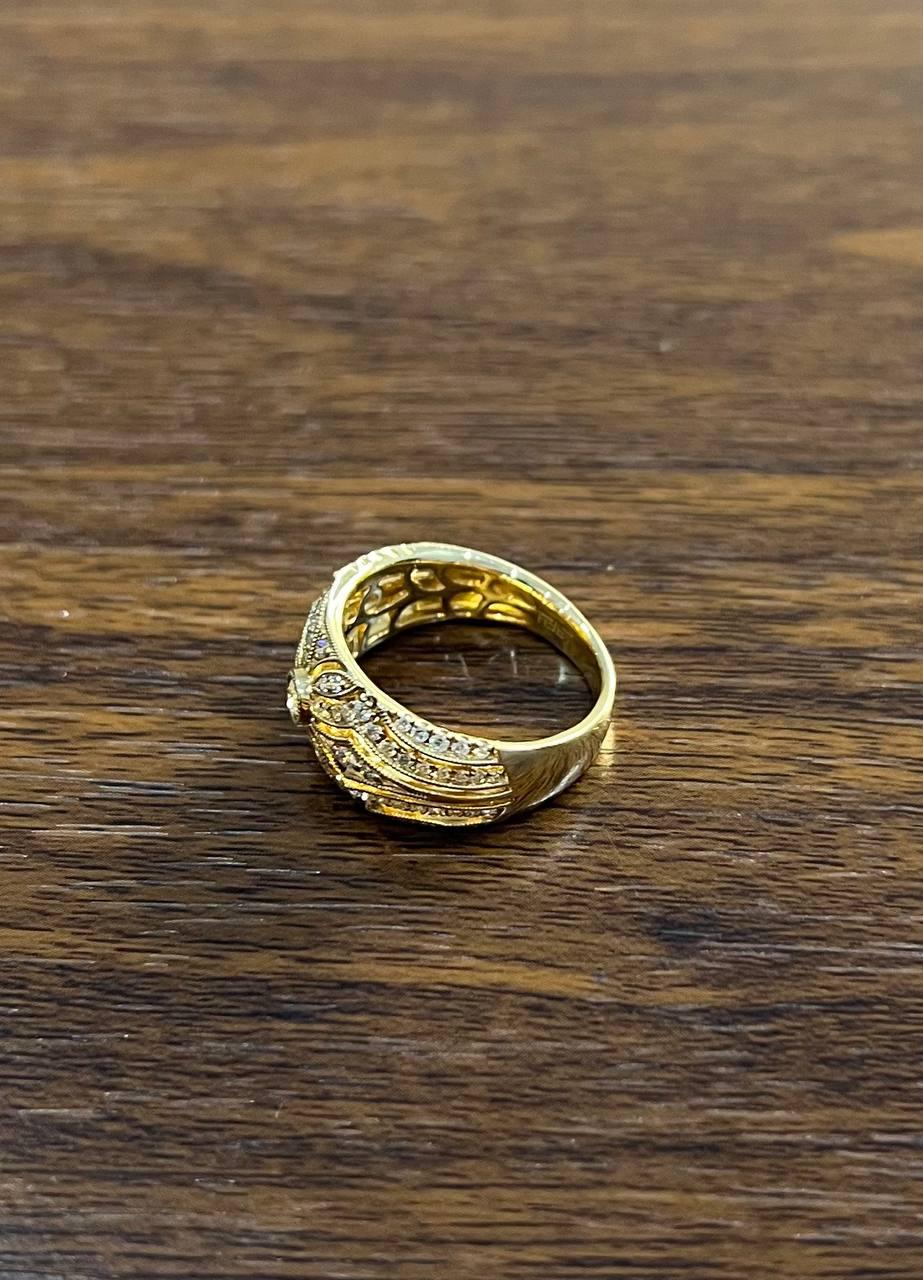 Edwardian Style Diamond Bezel Filigree 14K Yellow Gold Vintage Details Band Ring