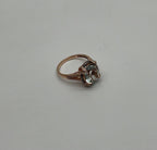 Oval Shape Green Amethyst Prasiolite Diamond Halo 14K Rose Gold Statement Ring
