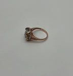 Oval Shape Green Amethyst Prasiolite Diamond Halo 14K Rose Gold Statement Ring
