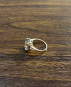 Oval Shape Green Amethyst Prasiolite Diamond Halo 14K Rose Gold Statement Ring