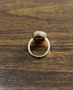 Oval Shape Diamond Pave Set 14K Rose Gold Grooved Branch Textured Statement Ring