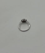 Diamond Floral Flower Petals Motif Baguette 14K White Gold Dainty Statement Ring