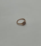 Round Shape Diamond Pave Set 14K Rose Gold Dainty Thin Band Statement Ring