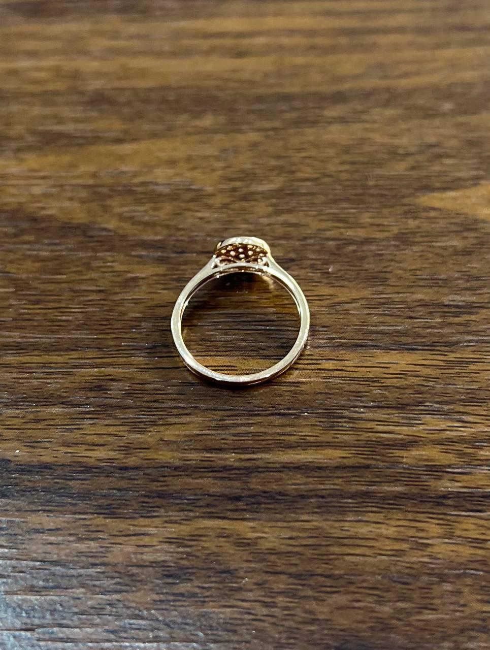 Round Shape Diamond Pave Set 14K Rose Gold Dainty Thin Band Statement Ring