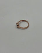 Round Shape Diamond Pave Set 14K Rose Gold Dainty Thin Band Statement Ring