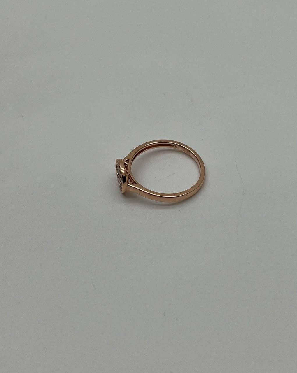 Round Shape Diamond Pave Set 14K Rose Gold Dainty Thin Band Statement Ring