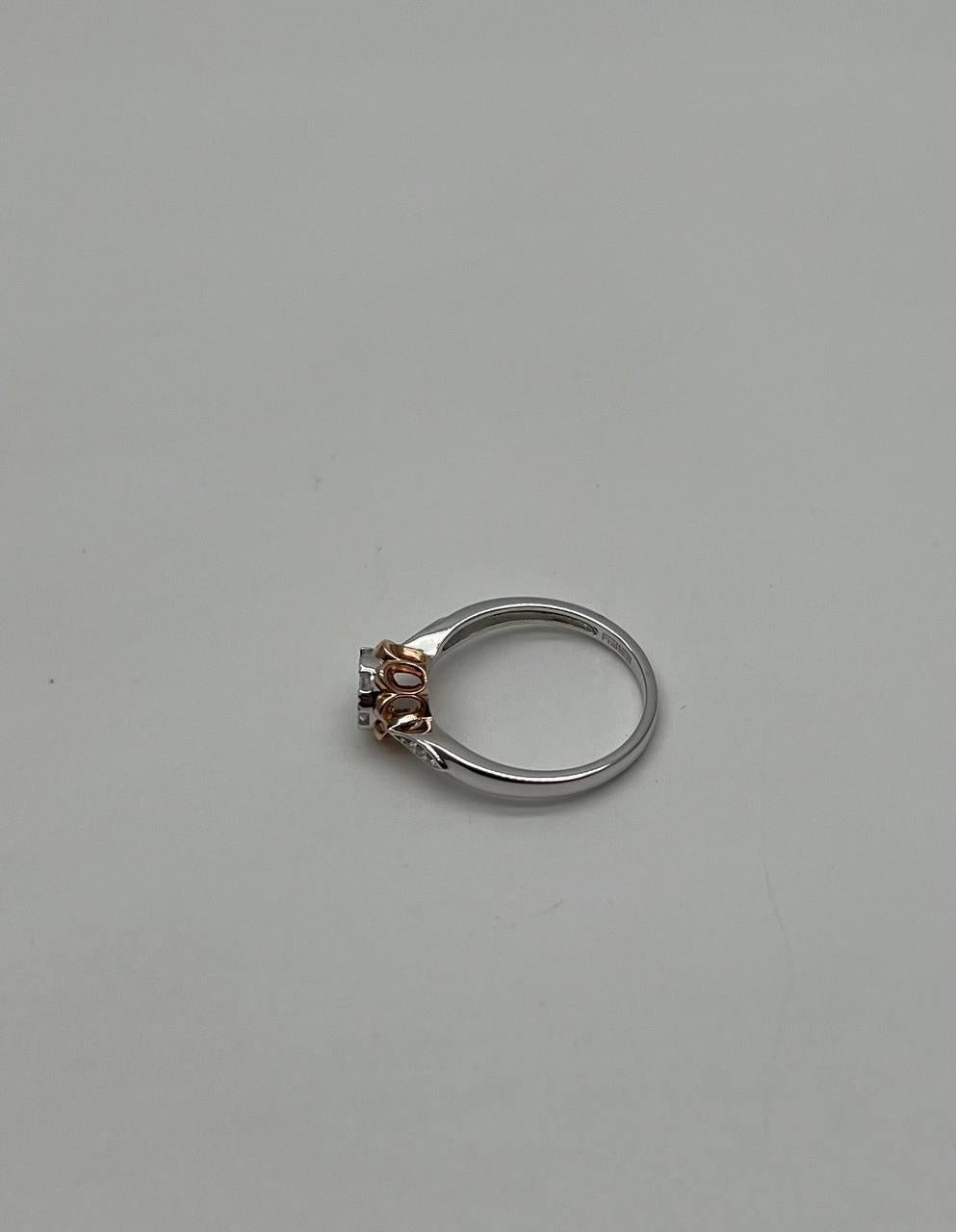 White Diamond Brilliant Floral Flower 14K Rose White Gold Statement Dainty Ring