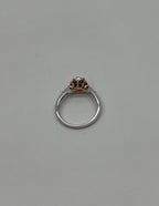 White Diamond Brilliant Floral Flower 14K Rose White Gold Statement Dainty Ring