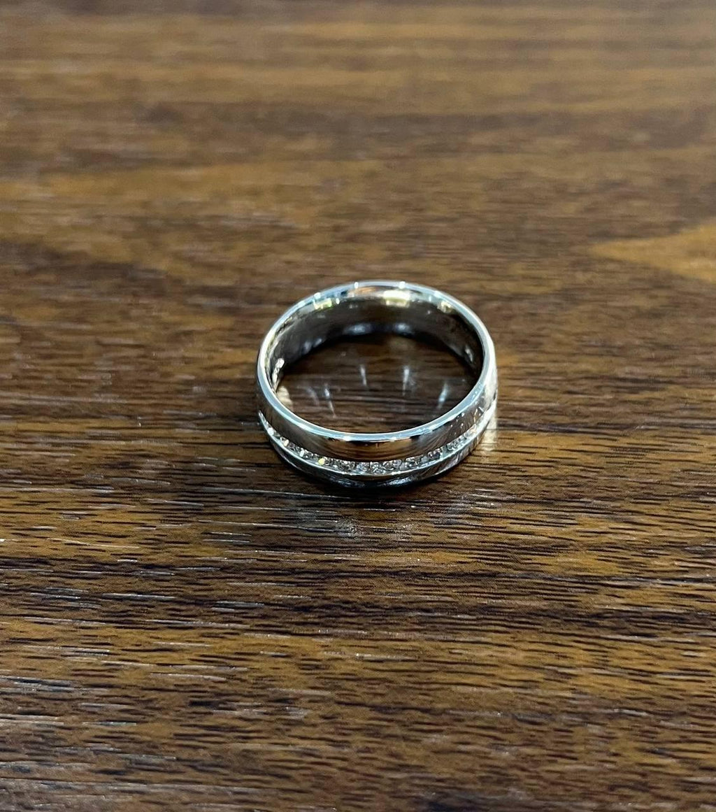 Men's Diamond Channel Set 14K White Gold Band Classic Ring