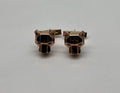 Panther Leopard Jaguar Lion 14K Rose Gold Green Emeralds Eye Statement Cufflinks