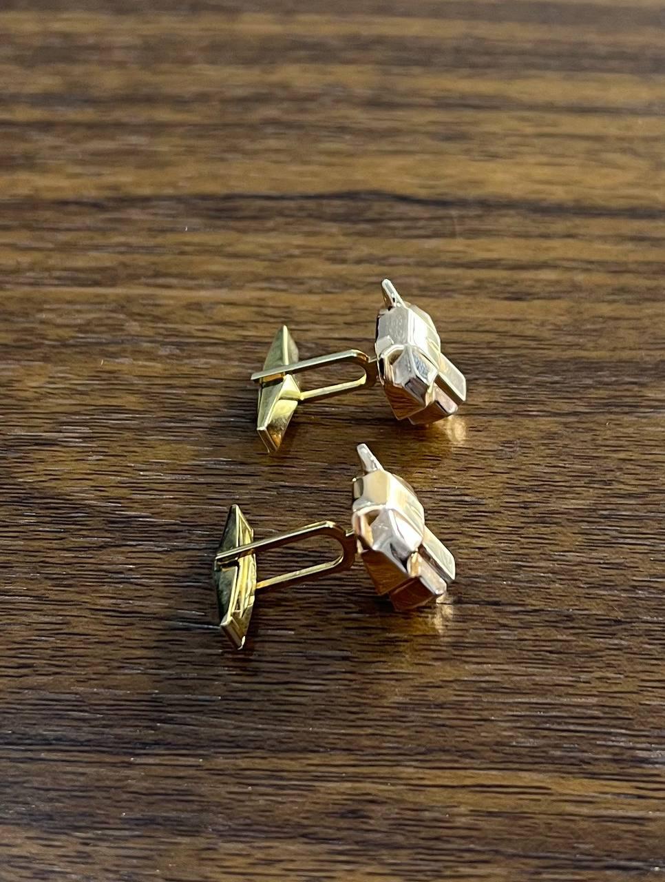 Panther Leopard Jaguar Lion 14K Rose Gold Green Emeralds Eye Statement Cufflinks