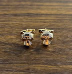 Panther Leopard Jaguar Lion 14K раушан алтын жасыл зүбәржат көзге арналған манжеттер