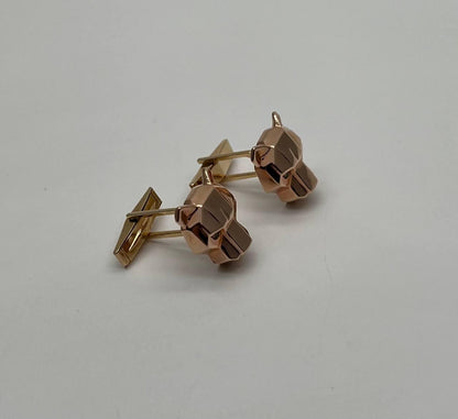 Panther Leopard Jaguar Lion 14K Rose Gold Green Emeralds Eye Statement Cufflinks