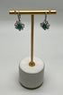 Oval Cut Green Emerald Diamond Pave Halo Oceanic Coral 14K White Gold Earrings