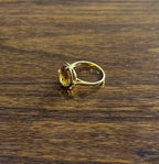 Amber Orange Citrine Diamond Pave Set Flower Floral 14K Yellow Gold Ring