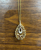 Diamond Nature Inspired Branch Scroll Leaf Pave Set 14K Gold Pendant Necklace