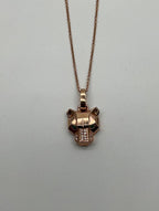Panther Leopard Jaguar Lion Rose Gold Green Emerald Eye Diamond Pendant Necklace