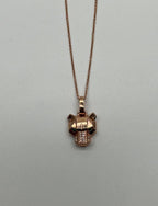 Panther Leopard Jaguar Lion Rose Gold Green Emerald Eye Diamond Pendant Necklace