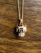 Panther Leopard Jaguar Lion Rose Gold Green Emerald Eye Diamond Pendant Necklace