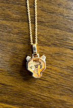 Panther Leopard Jaguar Lion Rose Gold Green Emerald Eye Diamond Pendant Necklace