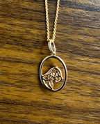 Diamond Leopard Jaguar Panther Halo 14K Rose Gold Pendant Medallion Necklace