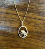 Diamond Leopard Jaguar Panther Halo 14K Rose Gold Pendant Medallion Necklace