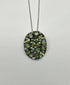 Green Sapphires Pave Set Diamonds 14K White Gold Pendant Necklace