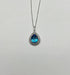 Pear Teardrop Swiss Blue Topaz 14K White Gold Diamond Halo Pendant Necklace