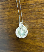 Silver Grey Black Tahitian Pearl Diamonds Halo 14K White Gold Pendant Necklace