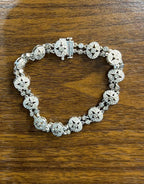 Vintage Style Edwardian Diamond Filigree 14K White Gold Statement Bracelet