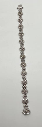 Vintage Style Edwardian Diamond Filigree 14K White Gold Statement Bracelet