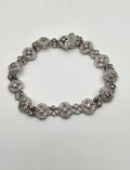 Vintage Style Edwardian Diamond Filigree 14K White Gold Statement Bracelet