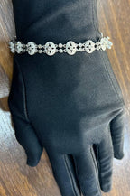 Vintage Style Edwardian Diamond Filigree 14K White Gold Statement Bracelet