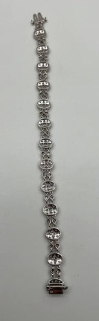 Vintage Style Edwardian Diamond Filigree 14K White Gold Statement Bracelet