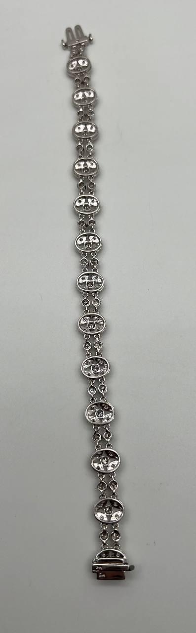 Vintage Style Edwardian Diamond Filigree 14K White Gold Statement Bracelet