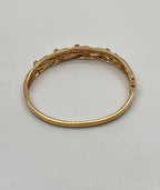 Diamond Nature Branch Inspired Finish 14K Yellow Gold Hinge Bangle Bracelet