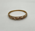 Diamond Nature Branch Inspired Finish 14K Yellow Gold Hinge Bangle Bracelet