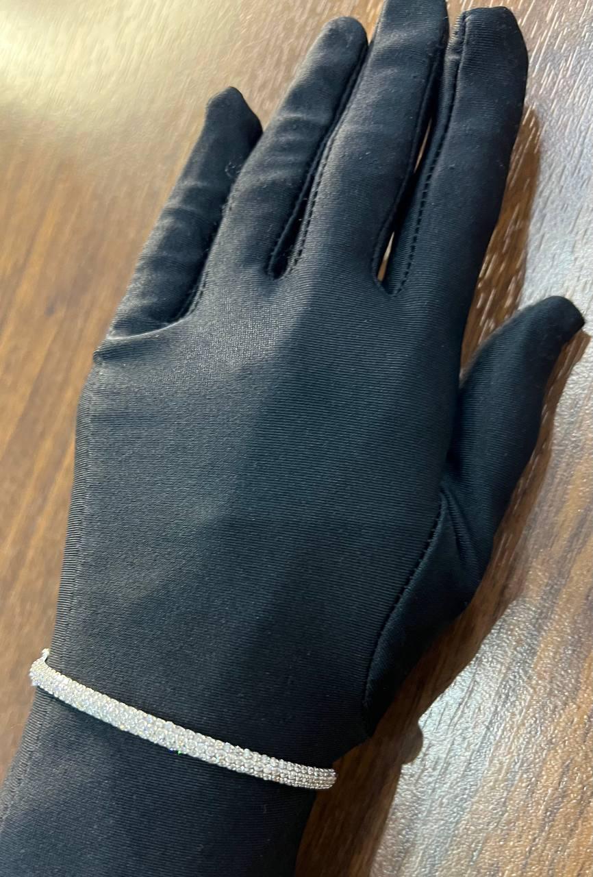 Diamond Pave Statement Classic 14K White Gold Hinge Bangle Bracelet